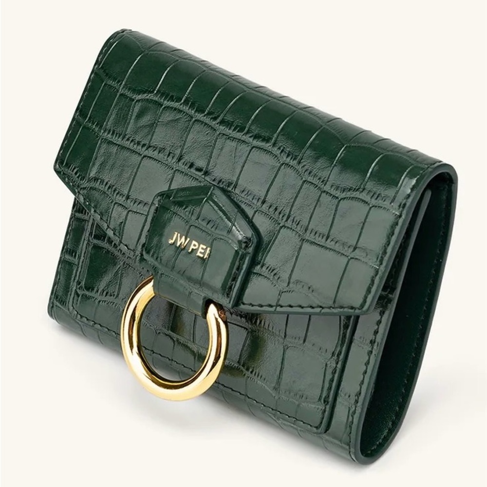 NWT JW PEI Stella Wallet - Dark Green Croc